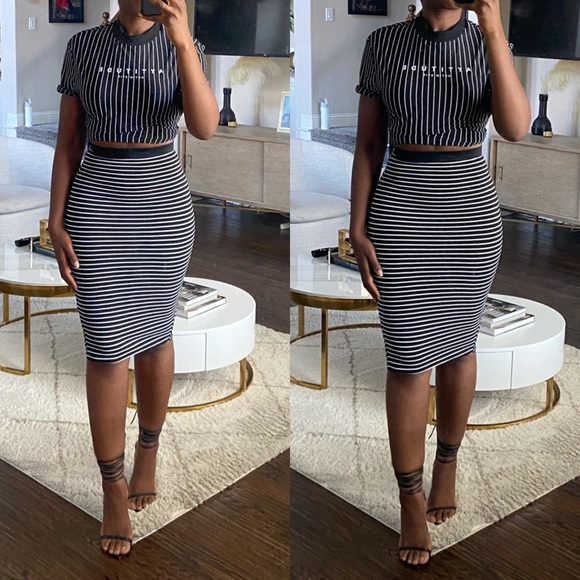 LAST CHANCE | River Island Striped Midi Skirt - Picture 2 of 3